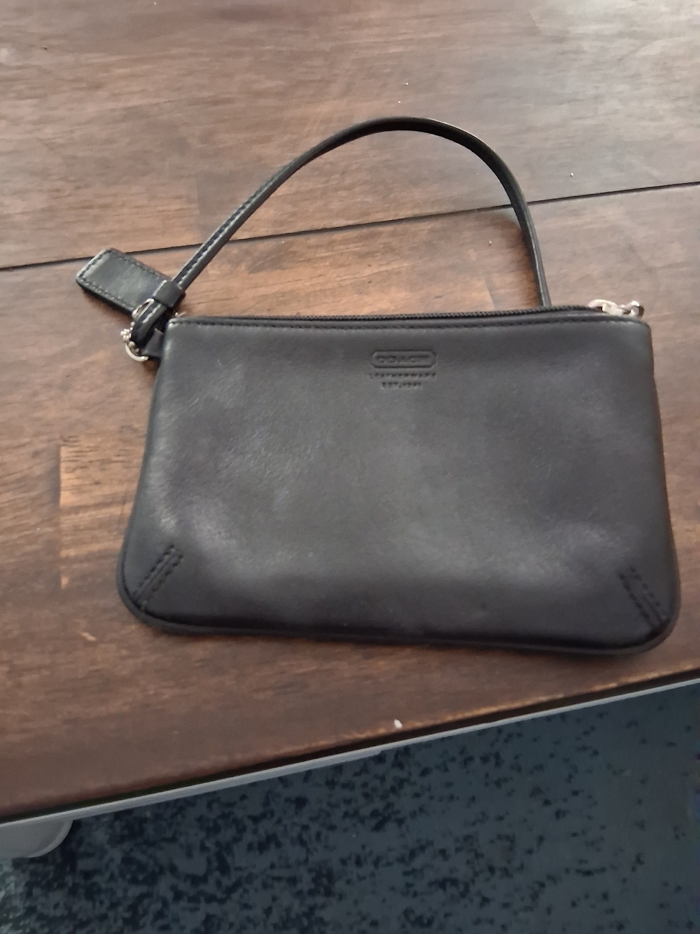 Coach Black Leather Wristlet Pouch